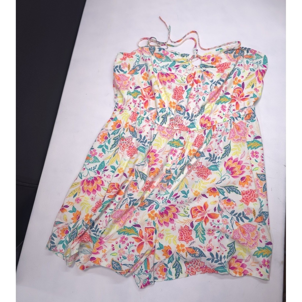 Old Navy XXL Floral Halter Neck Romper with Ring Detail Elastic Waist Multicolor - Picture 2 of 16